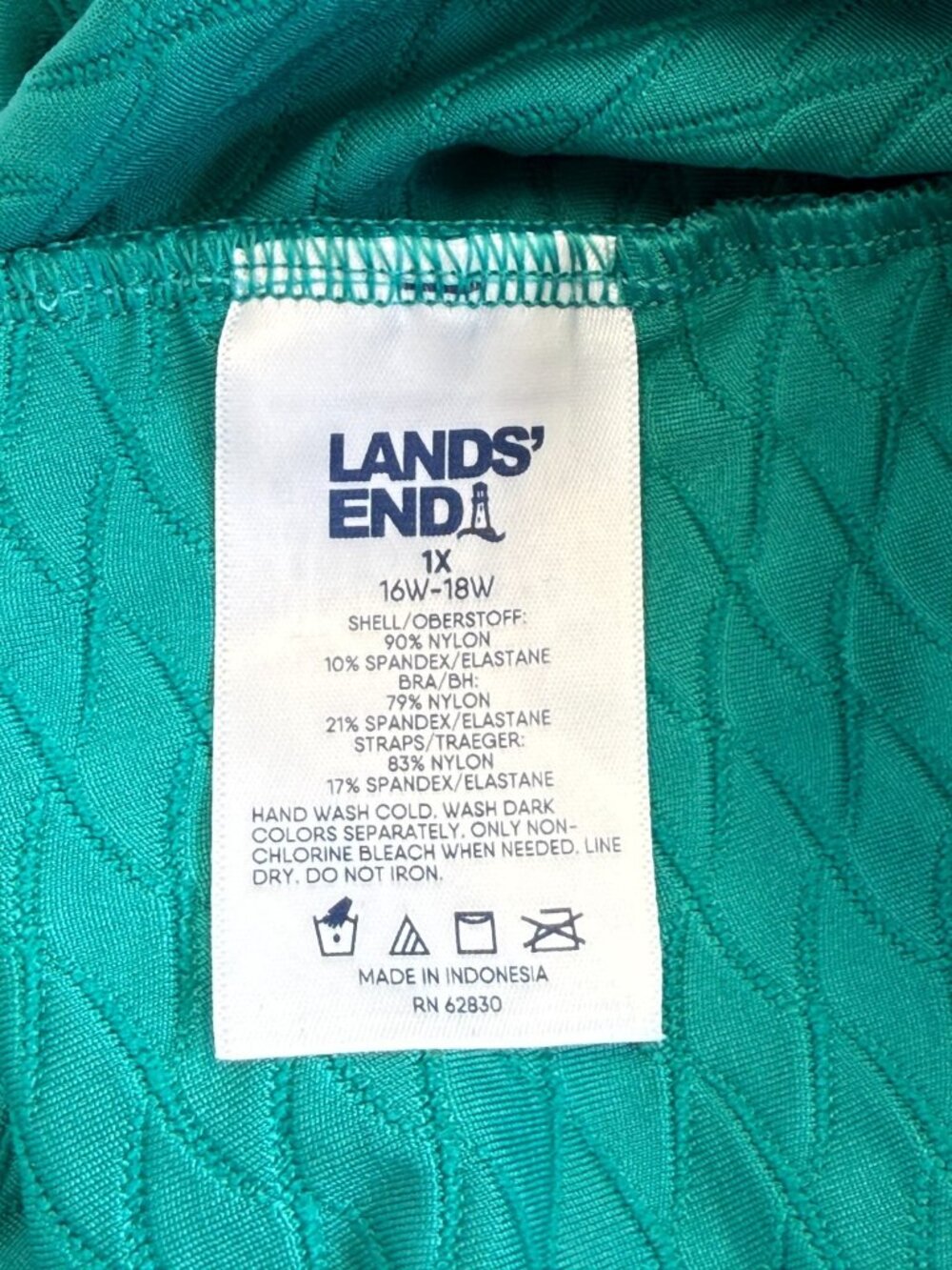 Lands End Tankini Top Square Neck Shade & Shore Solid Teal Green Textured 1X 16W - Picture 9 of 10
